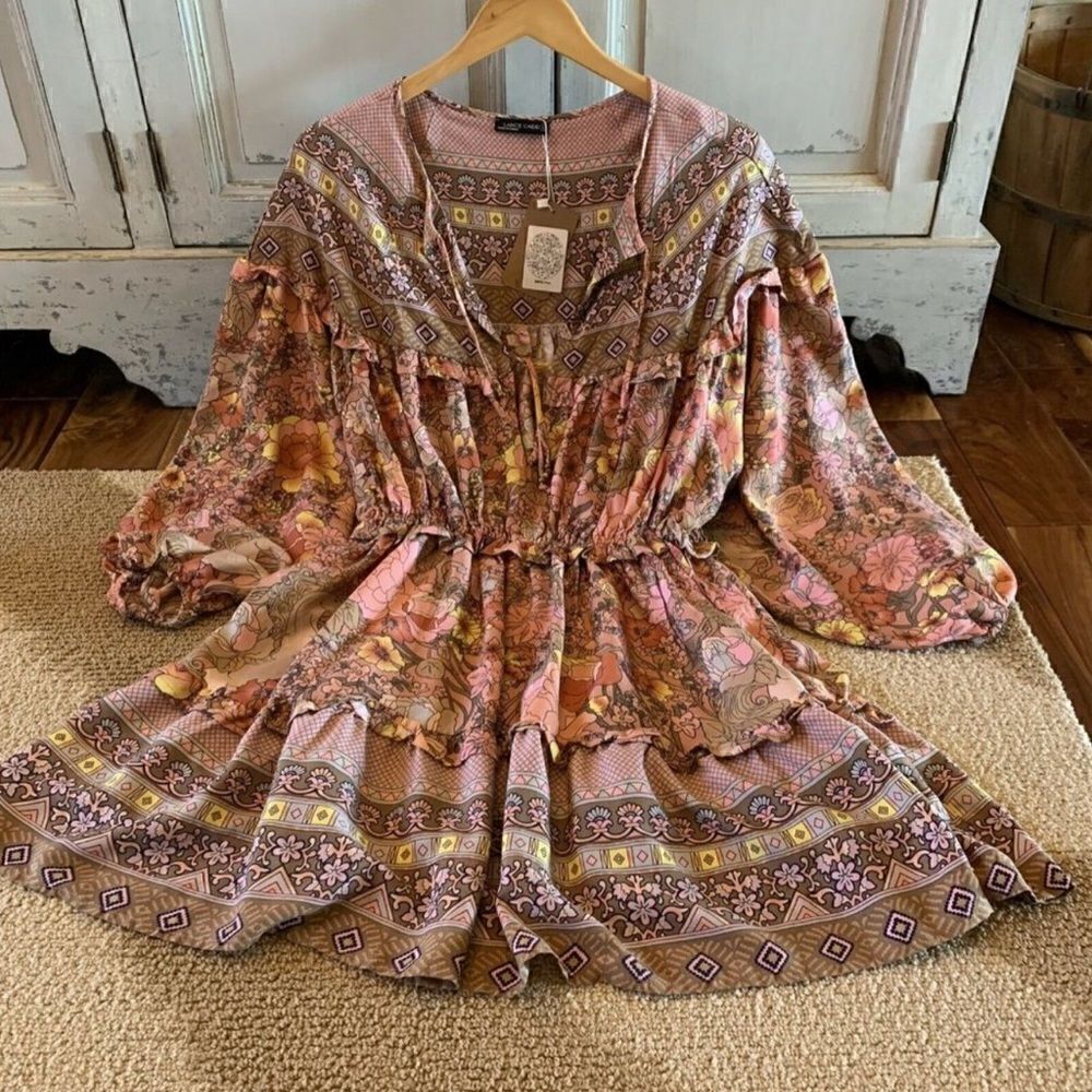 Bohemian long sleeve dress